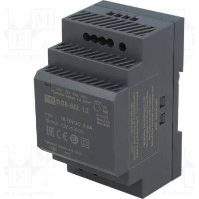 MEAN WELL DDR-60L-12 Měnič: DC/DC; 60W; Uvst: 18÷75VDC; Uvýst: 12VDC; Ivýst: 5A; DDR; OUT: 1