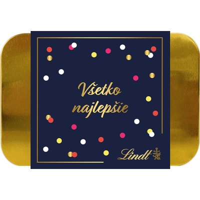 Lindt Lindor Zlatá plechovka s pralinkami Všetko najlepšie 200 g