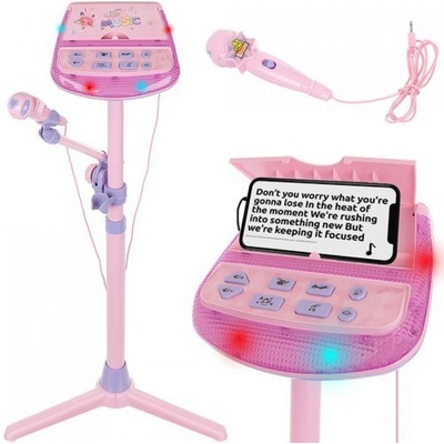 Karaoke mikrofon se stojanem MP3 dětský růžový