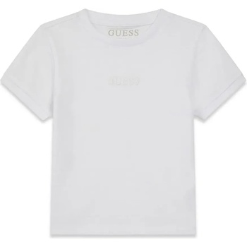 GUESS Бяла тениска за мини момче с бродиран бял надпис Guess