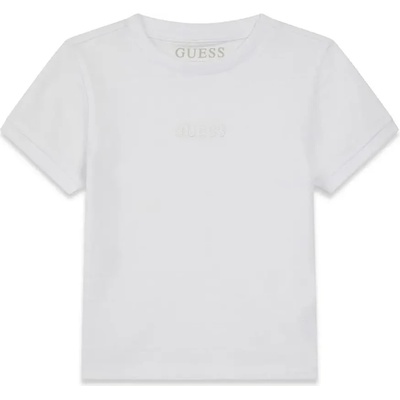 GUESS Бяла тениска за мини момче с бродиран бял надпис Guess