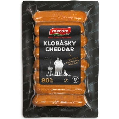 Mecom kobásky cheddar 80% 210 g