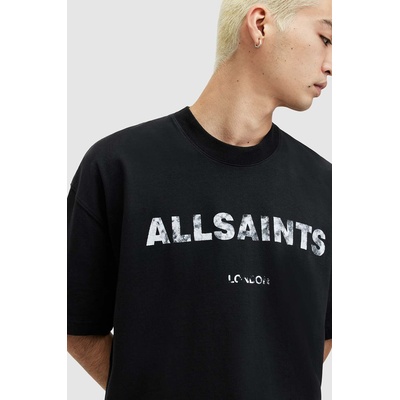 AllSaints Памучна тениска AllSaints FLOCKER в черно с принт (MG536Z)