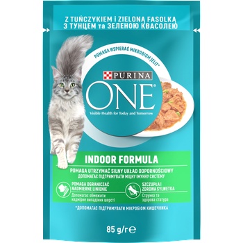 ONE Indoor Formula котешка храна с риба тон и зелен фасул 85 г