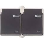 EMOS Двоен стенен контакт сиво-черен ip44 70958 (3104139711)