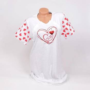 Image 1 of Светлосива нощница за кърмачки с червени сърца