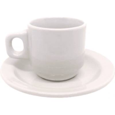 Чаша порцелан за кафе, бяла 80 мл. с чинийка