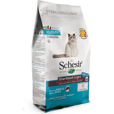 Schesir Cat Sterilized & Light - морски риби и ориз 1, 5 кг