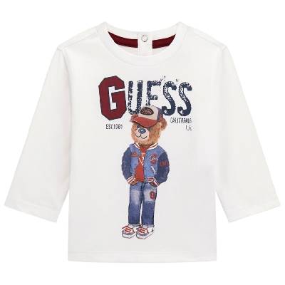 Блуза с дълъг ръкав Guess - Мече с шапка, бяла, 12 м (20253-I5YI04-K8HM4-G011-12M)