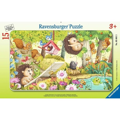 Ravensburger Детски пъзел Ravensburger от 15 части - Забавни градински животни (5661)