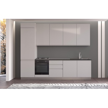 ARES Права кухня irene, лява, 300 см, лице светло сиво, плот и гръб антрацит (0whfgc010gcs)