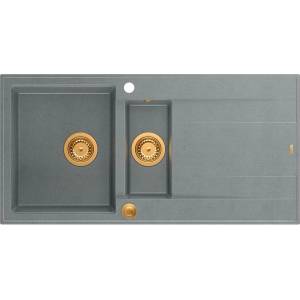 Quadron Unique Evan 156 вградена композитна мивка сиво-медна 100x50 см (HQE5510050U5_PVDC1_P2O) Мивка за вграждане