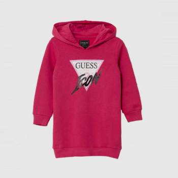 Guess Памучна спортна рокля в цикламено с контрастно лого Guess Icon