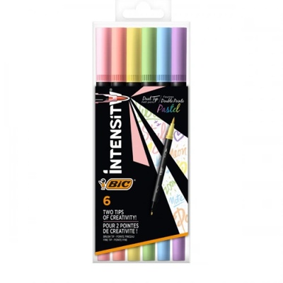 BIC Флумастери 0, 7мм. с двоен връх пастелни цветове bic 6 бр