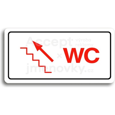 ACCEPT Piktogram WC VLEVO NAHORU - bílá tabulka - barevný tisk