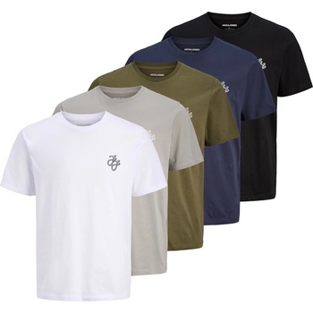 Image 1 of Jack and Jones Мъжка тениска Jack and Jones 5-Pack Short Sleeve T-Shirt Mens - Wh/Nv/Bk/Ol/Gry