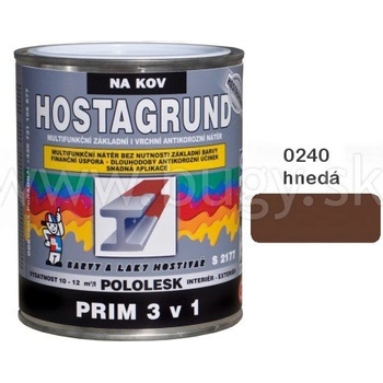HOSTAGRUND PRIM 3v1 farba na kov Pololesk S2177 0240 hnedá 0,6l