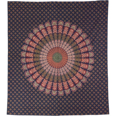 Sanu Babu přehoz na postel s potiskem Barmeri round mandala modro-zelený 210 x 230 cm