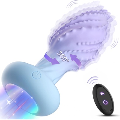 SuperLove 360 Rotating Vibrating & Glowing Butt Plug with Remote Purple