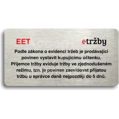 ACCEPT Piktogram EET - zjednodušený režim - stříbrná tabulka - barevný tisk bez rámečku