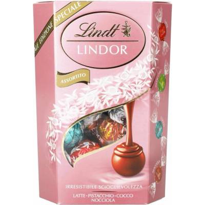 Lindt limitovaná edícia praliniek rôznych príchutí v elegantnom ružovom prevedení 200 g