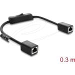 Delock Кабел Delock RJ45, конектор с втулка, с превключвател, Cat. 6 F/UTP, 0, 3 м, черен
