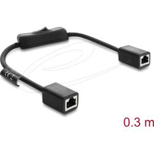 Delock Кабел Delock RJ45, конектор с втулка, с превключвател, Cat. 6 F/UTP, 0, 3 м, черен