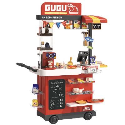 Детска играчка Buba - Количка за fast food, Пилешко бутче, 82 части (889-283)