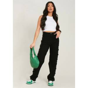Missy Empire Дънки Missy Empire Lace Up Side Mom Jeans - Black