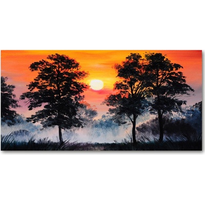 Fotoobraz na skle Západ slnka les 100x50 cm