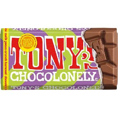 Tony's Chocolonely mléčná čokoláda s kousky pekanových ořechů a karamelem 90 g