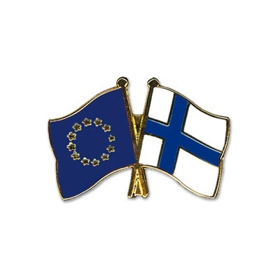 Odznak (pins) 22mm vlajka EÚ + Fínsko - farebný