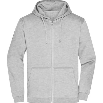 James & Nicholson mikina JN 756 s kapucí na zip, pánská COT02075603401 grey heathe