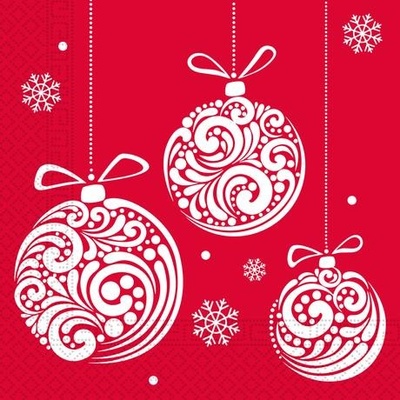 Procos Vianočné papierové obrúsky 3V vianočné gule 33x33cm