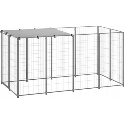 VidaXL Kotec kovová střední pes 110 x 220 x 110 cm