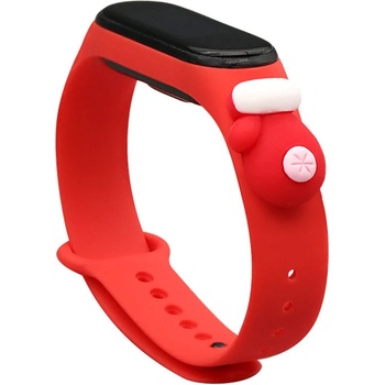 HQWear Резервна силиконова каишка Strap Xmas за Xiaomi Mi Band 5/Mi Band 6, Червен-Ръкавичка (KXG0022264)