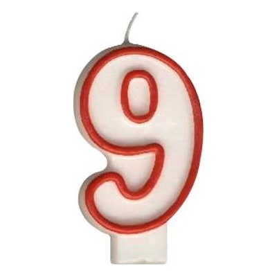 Dortová číslová svíčka "9" červená