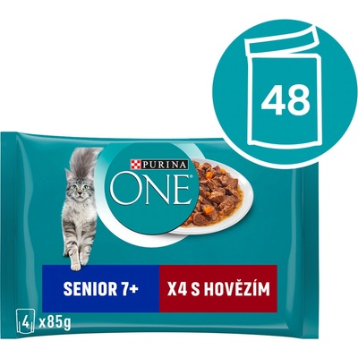 Purina One Senior 7+ hovězí 48 x 85 g