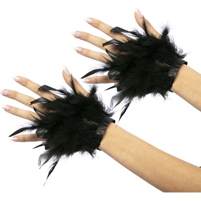 Péřové manžety - černé 96516 – Zboží Dáma