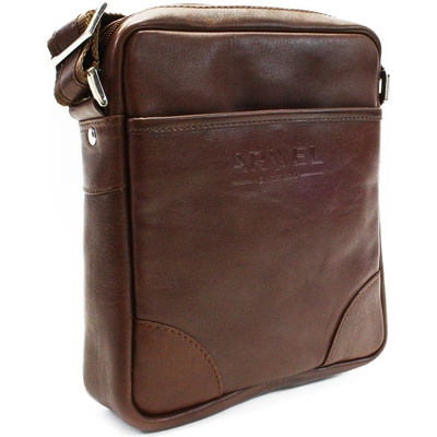 Menší hnedý kožený pánsky crossbag Eivor