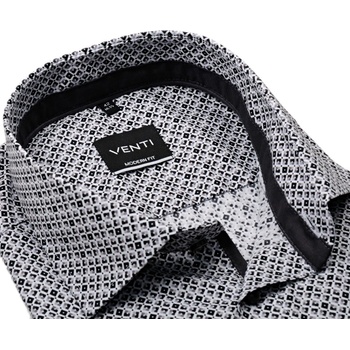 Venti Modern Fit košile s černo-šedými čtverečky vnitřním límcem manžetou a légou