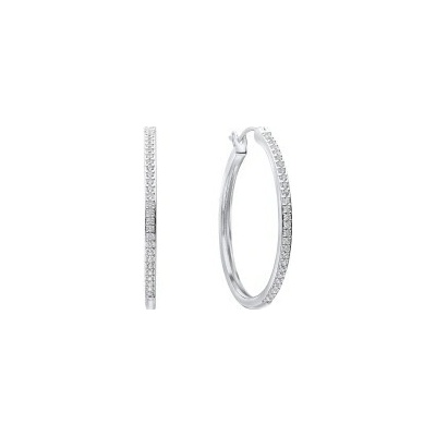 Diamonfire Luxusné strieborné náušnice (33mm) E6413