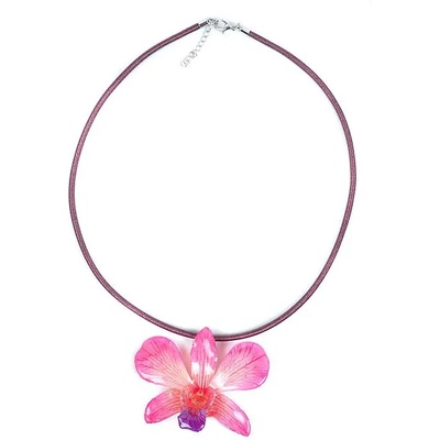 Dannyra Колие с истинска орхидея и копринена верижка модел 7 Dannyra Jewels