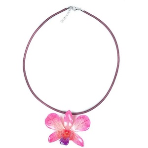 Dannyra Колие с истинска орхидея и копринена верижка модел 7 Dannyra Jewels