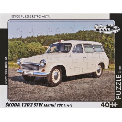 Retro-Auta č. 80 ŠKODA 1202 STW Sanitní Vůz 1961 40 dílků
