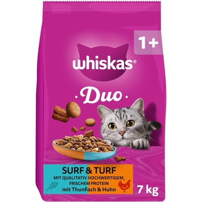 Whiskas 1+ Duo Surf & Turf tuňák a kuřecí 7 kg