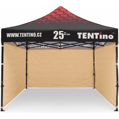 TENTino PROMO 3x3 m STEEL s potlačenou STRECHOU 3A - BÉŽOVÁ, konstrukce + střecha TENTino + 1x boční strana