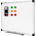 Amazon Basics magnetic whiteboard with aluminum frame, pen holder, 6 magnets, 1 eraser and 2 markers for office and home, wall mounting, dry wipeable, 60cm x 45cm - 1548964562 (1548964562)