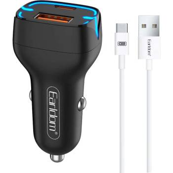 Earldom Зарядно устройство за кола Earldom ES-CC2, 1xUSB QC3.0, 1xType-C PD, С Type-C кабел, Различни цветове - 40249 (40249)