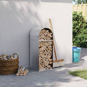 vidaXL Поставка за дърва, сребрист, 40x45x100 см, поцинкована стомана (364587)